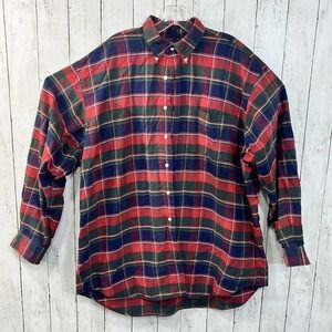 Ralph Lauren The Big Oxford Men's Vintage Plaid Button Down Shirt Size XL